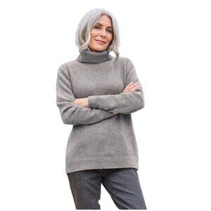 Woolovers Womens 100% Lambswool Turtleneck Sweater Size S Winter Marled Gray